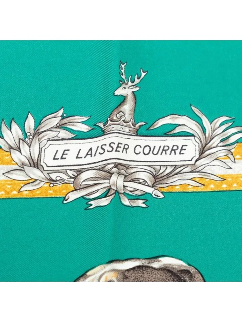 Hermes Carre 90 le Laisser Courre Hound Scarf Green Multicolor Silk - Picture 5 of 8